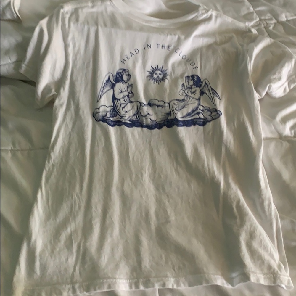 White and navy head in the clouds T-shirt